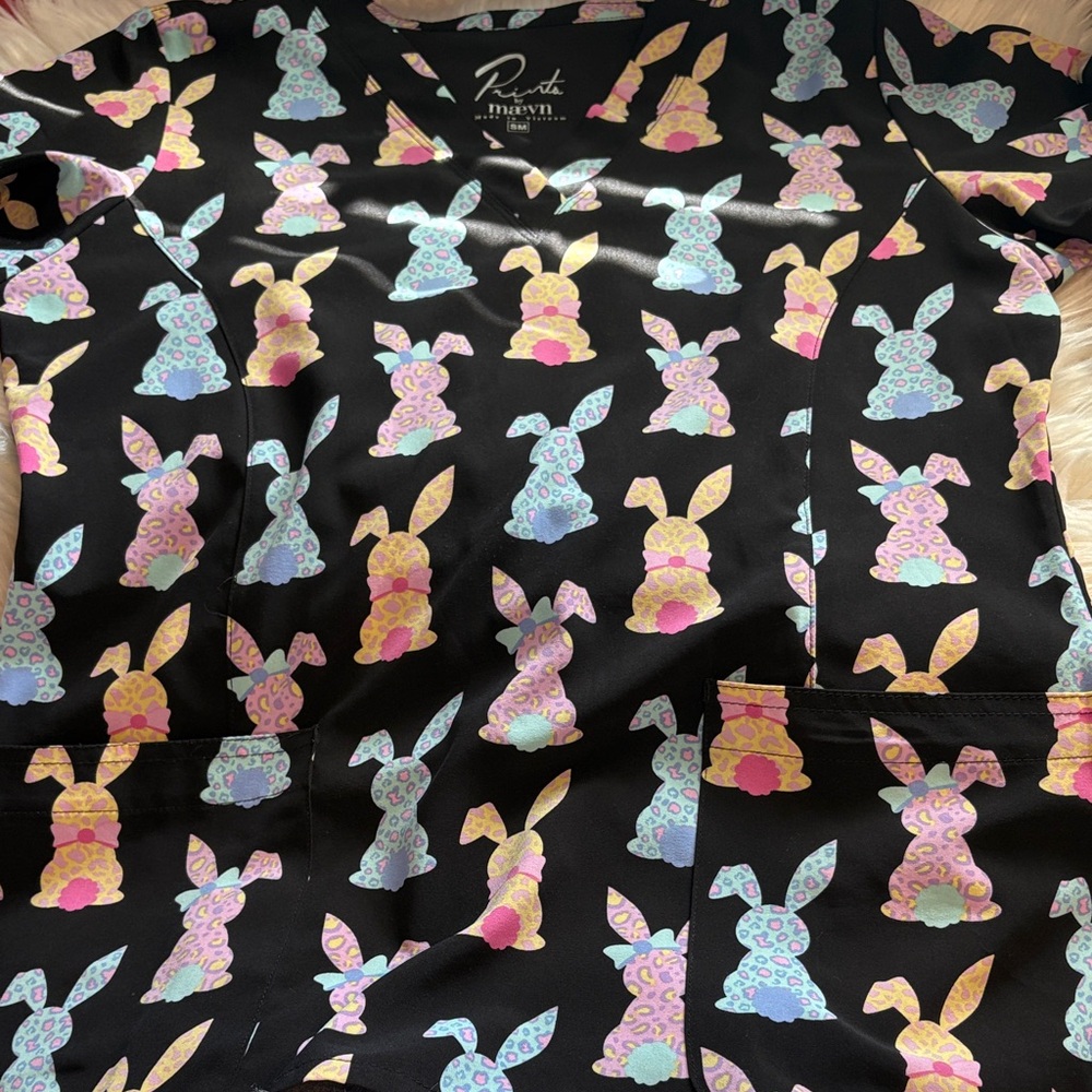 Black Bunny Print Women's Top